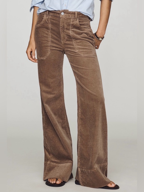 Pilcro Pants - Pilcro Rylan Corduroy High-Rise Flare Jeans color-Natural